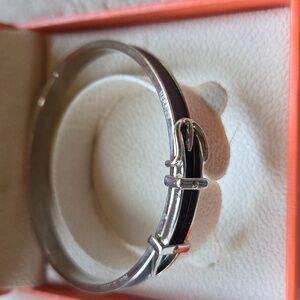 Hermes Silver and Navy Bangle Bracelet‎